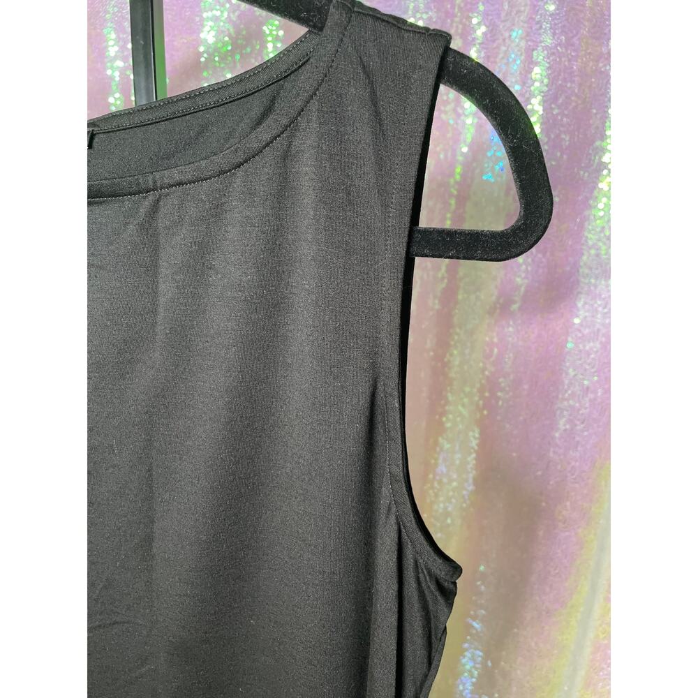 Eileen Fisher Womens Tank Top Small Black Boat Neck Solid Minimalist Step Hem - Picture 3 of 5